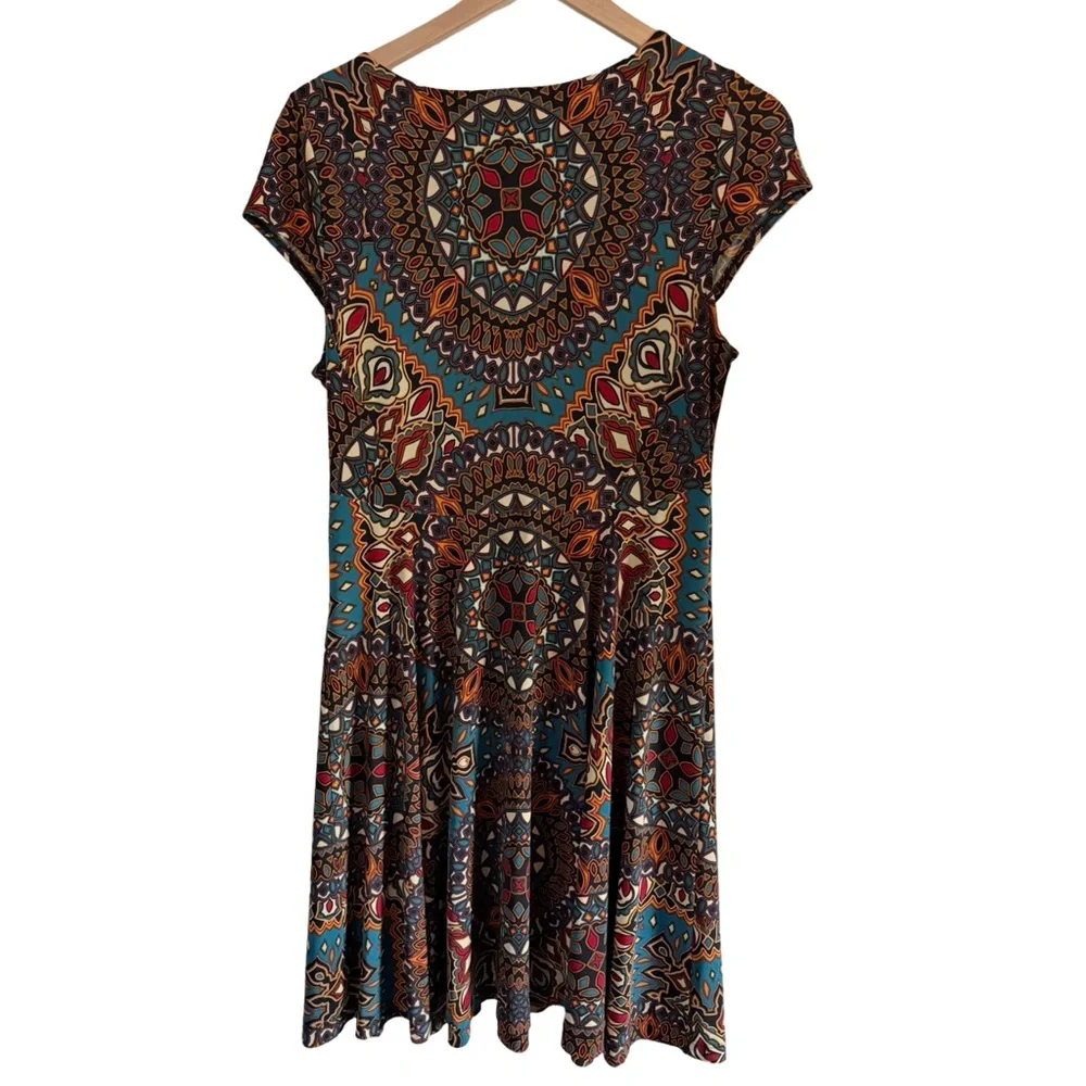 M&S‎ Woman Printed Fit & Flare Dress | Mandala / Boho Print